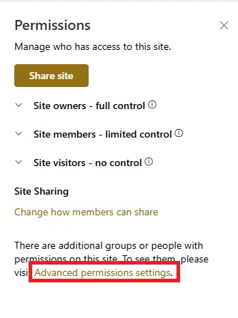 Site permissions image